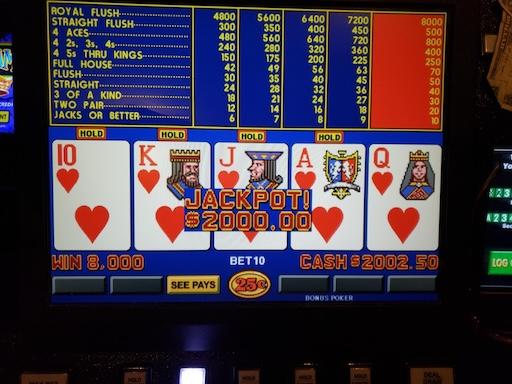 Bonus Poker 25 cents royal flush bet 10