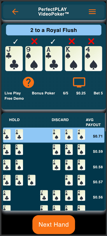 Screenshot of PerfectPLAY Live Play on phone