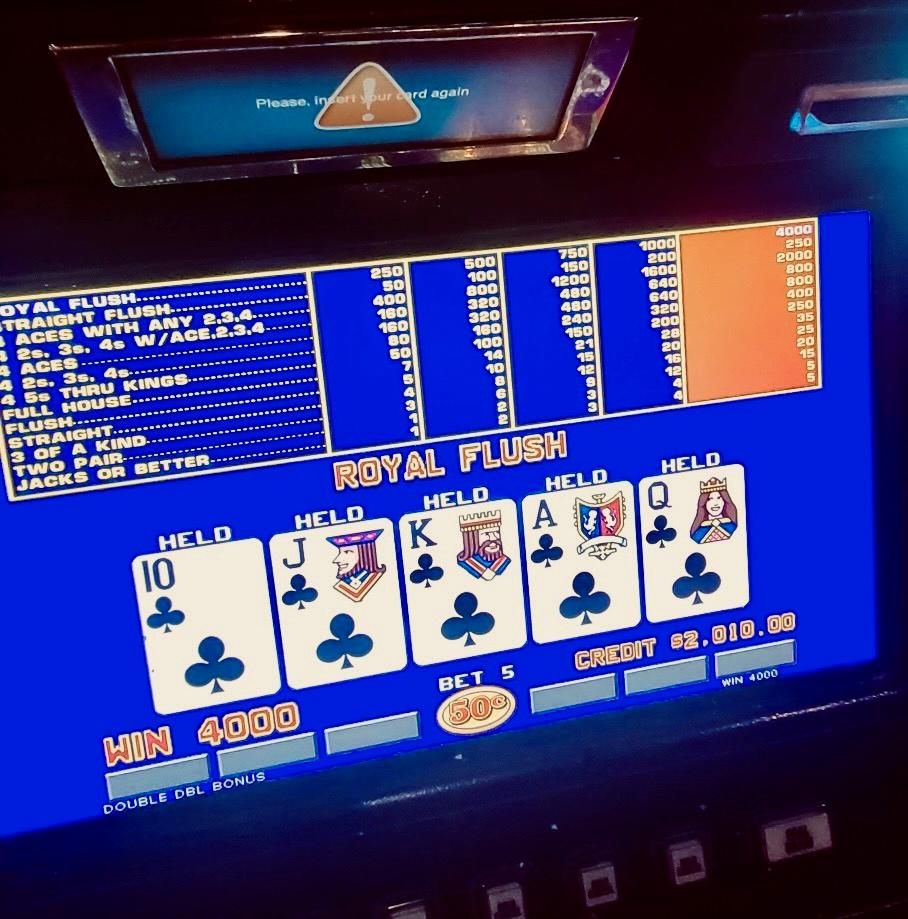 Royal Flush clubs playing 50 cents max bet